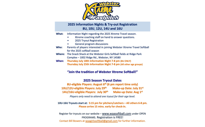 2025 Webster Xtreme Registration is now open!